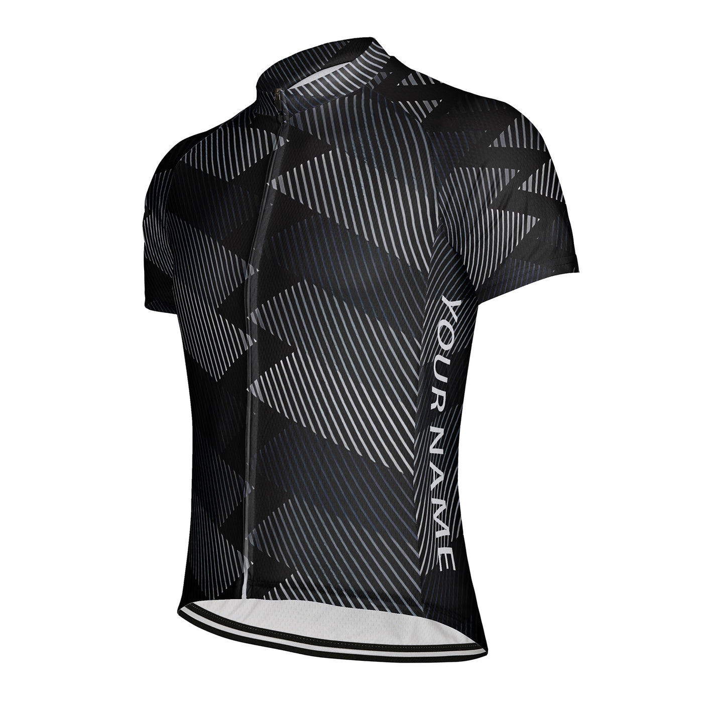 Customized Black And White Striped Staircase Men's Cycling Jersey Short Sleeve