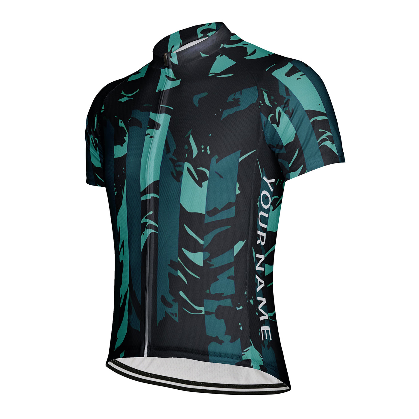 Customized Green Stripe Men's Cycling Jersey Short Sleeve