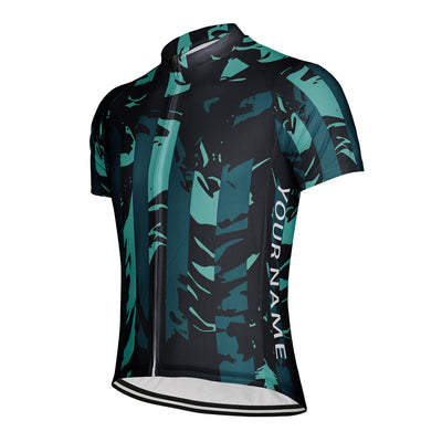 Customized Green Stripe Men's Cycling Jersey Short Sleeve