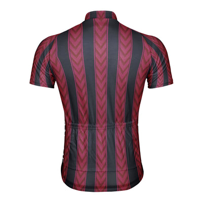 Customized Red Stripe Men's Cycling Jersey Short Sleeve