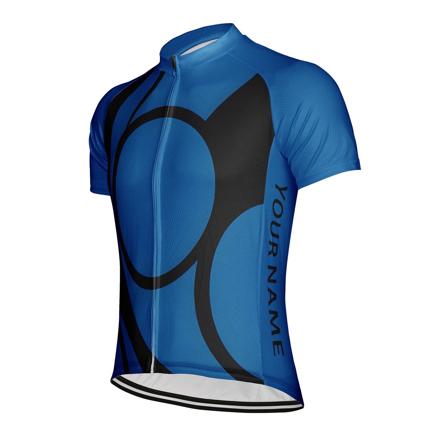 Customized Blue Round Black Line Men's Cycling Jersey Short Sleeve