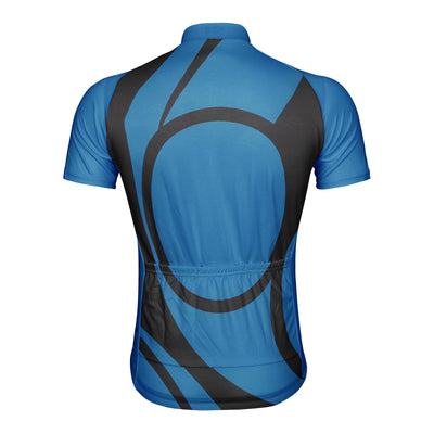 Customized Blue Round Black Line Men's Cycling Jersey Short Sleeve