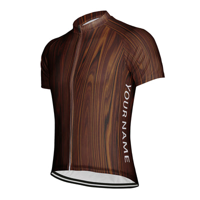 Customized Wood Grain Men's Cycling Jersey Short Sleeve