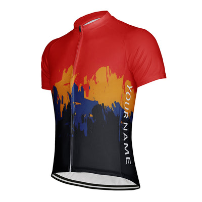 Customized Deep Blue Retro Line Men's Cycling Jersey Short Sleeve