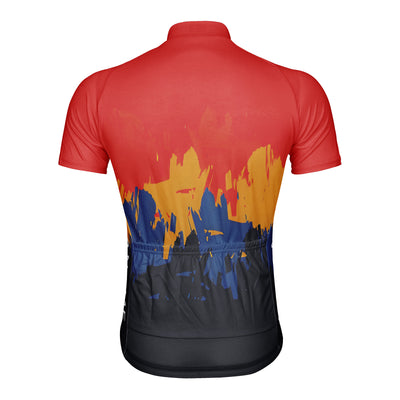 Customized Deep Blue Retro Line Men's Cycling Jersey Short Sleeve