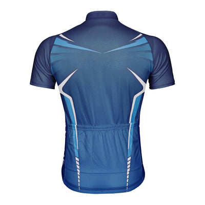 Customized Deep Blue Symmetrical Line Men's Cycling Jersey Short Sleeve