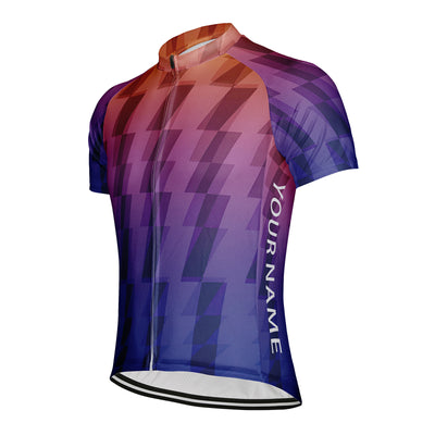 Customized Warm Purple Gradient Rhythm Men's Cycling Jersey Short Sleeve