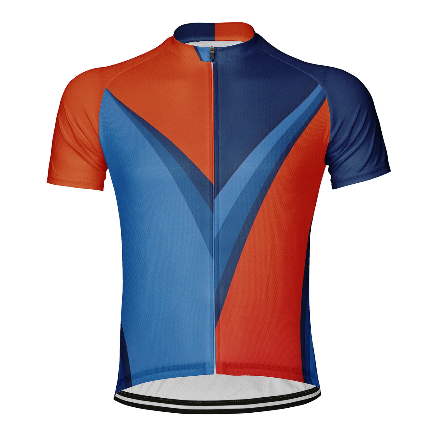 Customized Blue Orange Geometric Puzzle Men's Cycling Jersey Short Sleeve