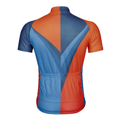 Customized Blue Orange Geometric Puzzle Men's Cycling Jersey Short Sleeve