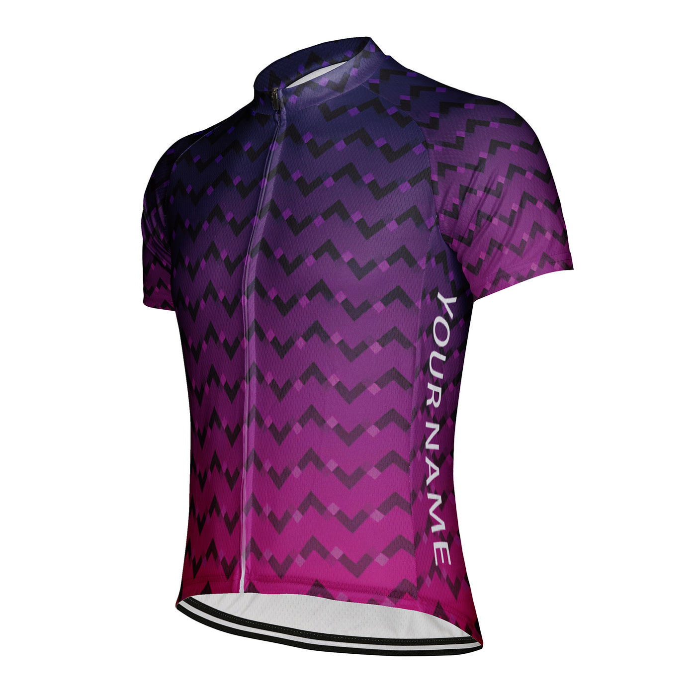 Customized Purple Pink Gradient Wavy Line Men's Cycling Jersey Short Sleeve