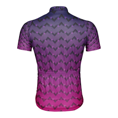 Customized Purple Pink Gradient Wavy Line Men's Cycling Jersey Short Sleeve