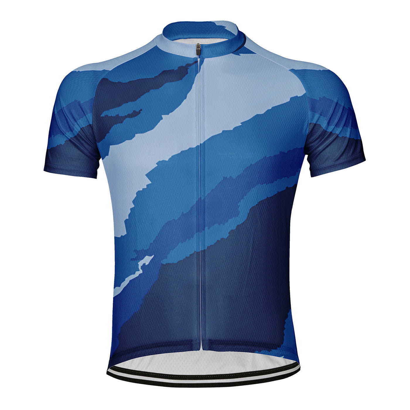 Customized Blue And White Ocean Abstract Men's Cycling Jersey Short Sleeve