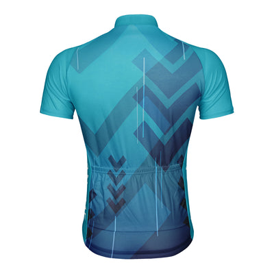 Customized Red Cross Grid Pattern Men's Cycling Jersey Short Sleeve
