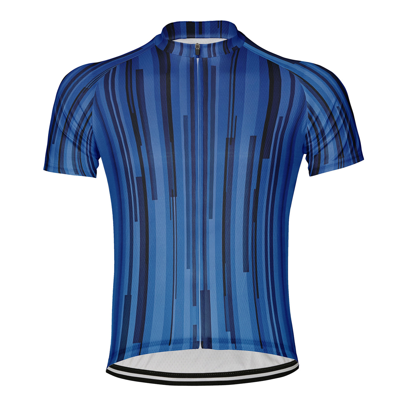 Customized Deep Blue Vertical Line Men's Cycling Jersey Short Sleeve