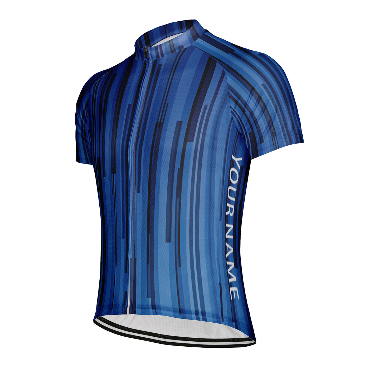 Customized Deep Blue Vertical Line Men's Cycling Jersey Short Sleeve