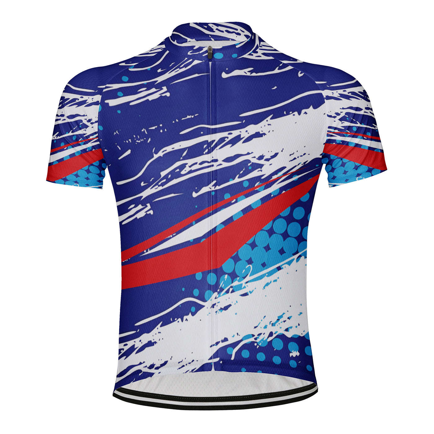Customized Blue, White, And Red Dynamic Brushstrokes Men's Cycling Jersey Short Sleeve