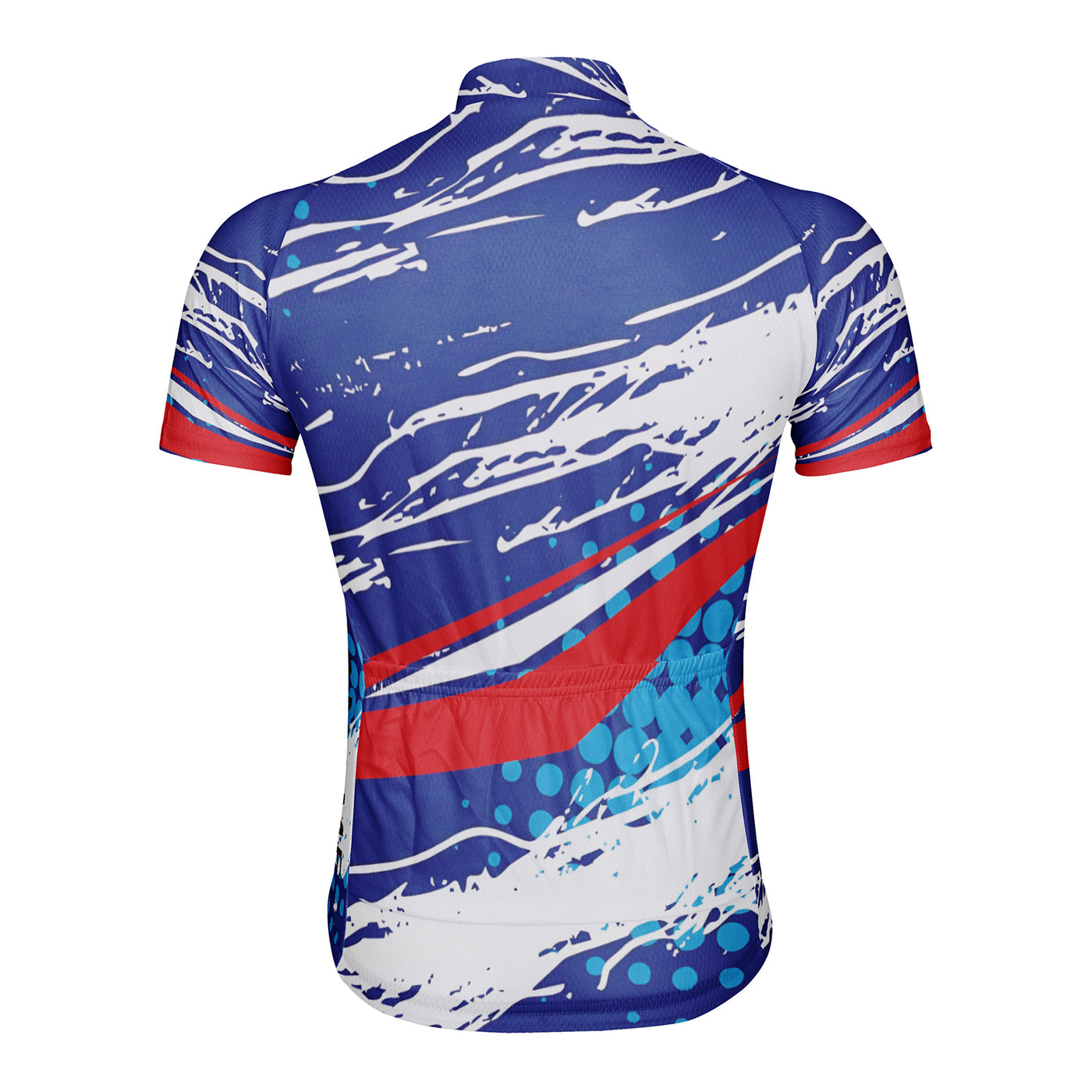 Customized Blue, White, And Red Dynamic Brushstrokes Men's Cycling Jersey Short Sleeve