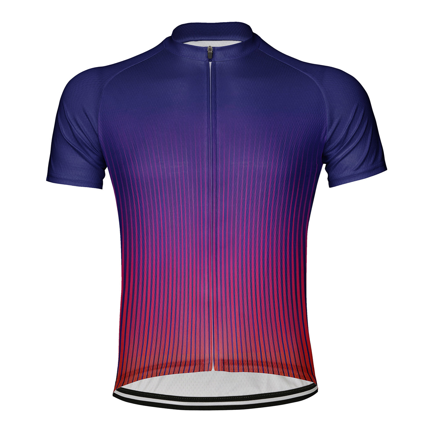 Customized Purple Red Gradient Lines Men's Cycling Jersey Short Sleeve