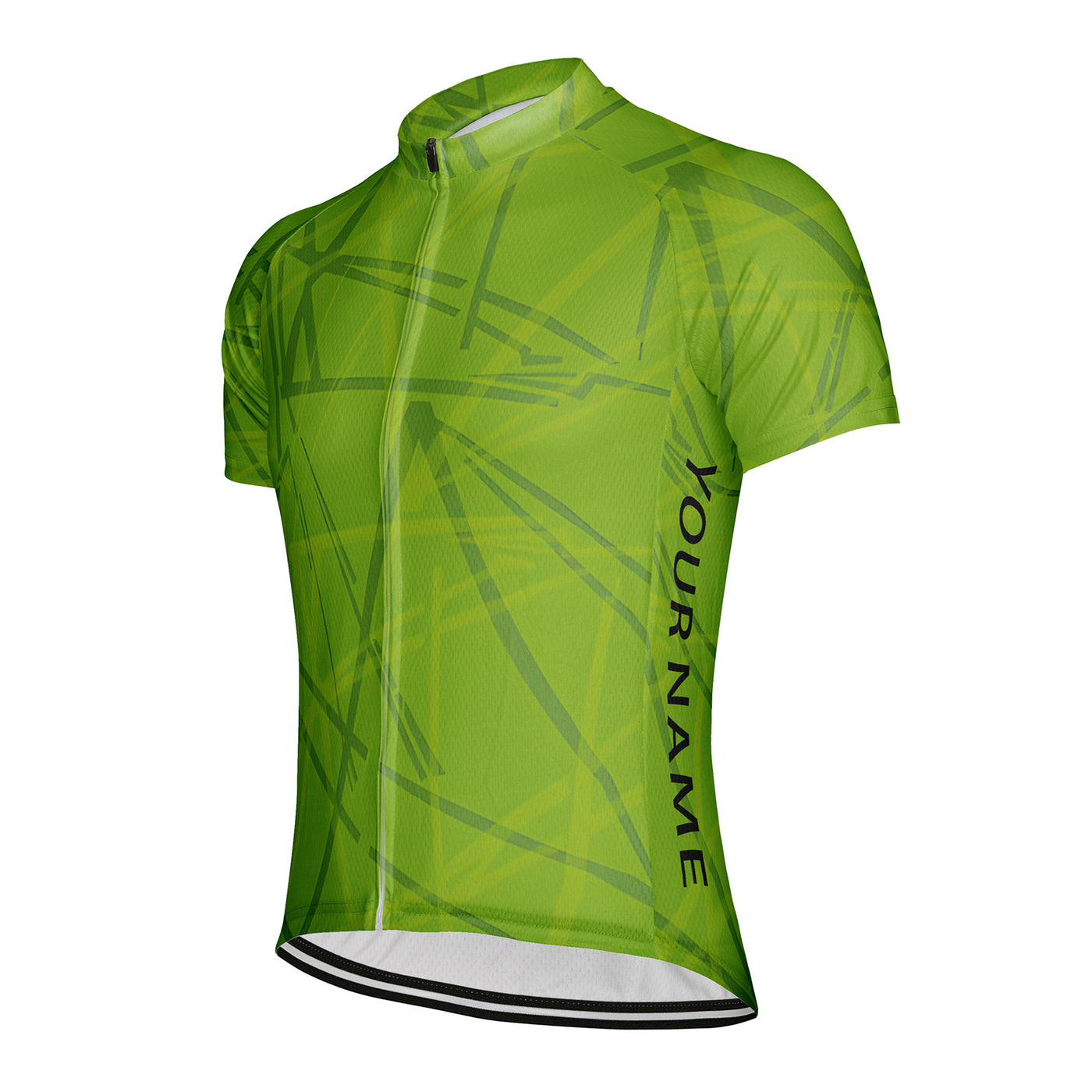 Customized Interwoven Green Lines Men's Cycling Jersey Short Sleeve