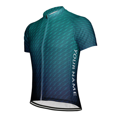 Customized Green Gradient Men's Cycling Jersey Short Sleeve