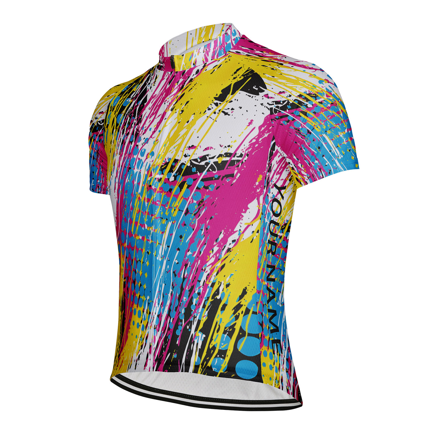 Customized Neon Splashed Ink Men's Cycling Jersey Short Sleeve