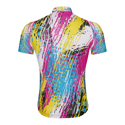Customized Neon Splashed Ink Men's Cycling Jersey Short Sleeve