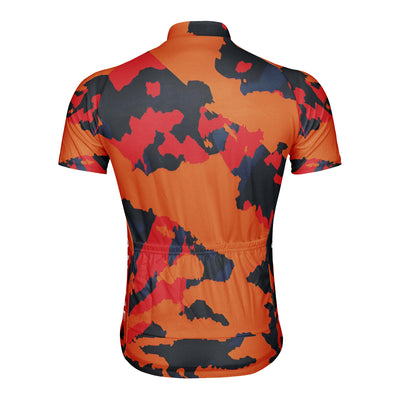 Customized Orange and Black Shards Men's Cycling Jersey Short Sleeve