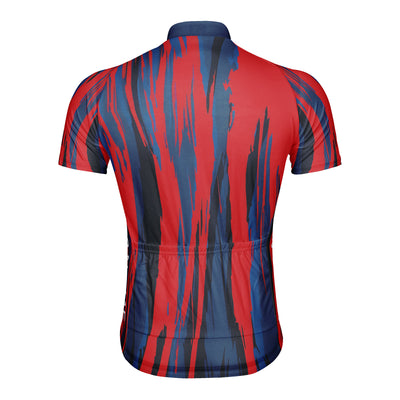 Customized Red And Blue Cracks Men's Cycling Jersey Short Sleeve