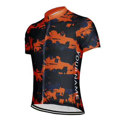 Customized Orange Camouflage Men's Cycling Jersey Short Sleeve