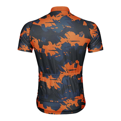 Customized Orange Camouflage Men's Cycling Jersey Short Sleeve