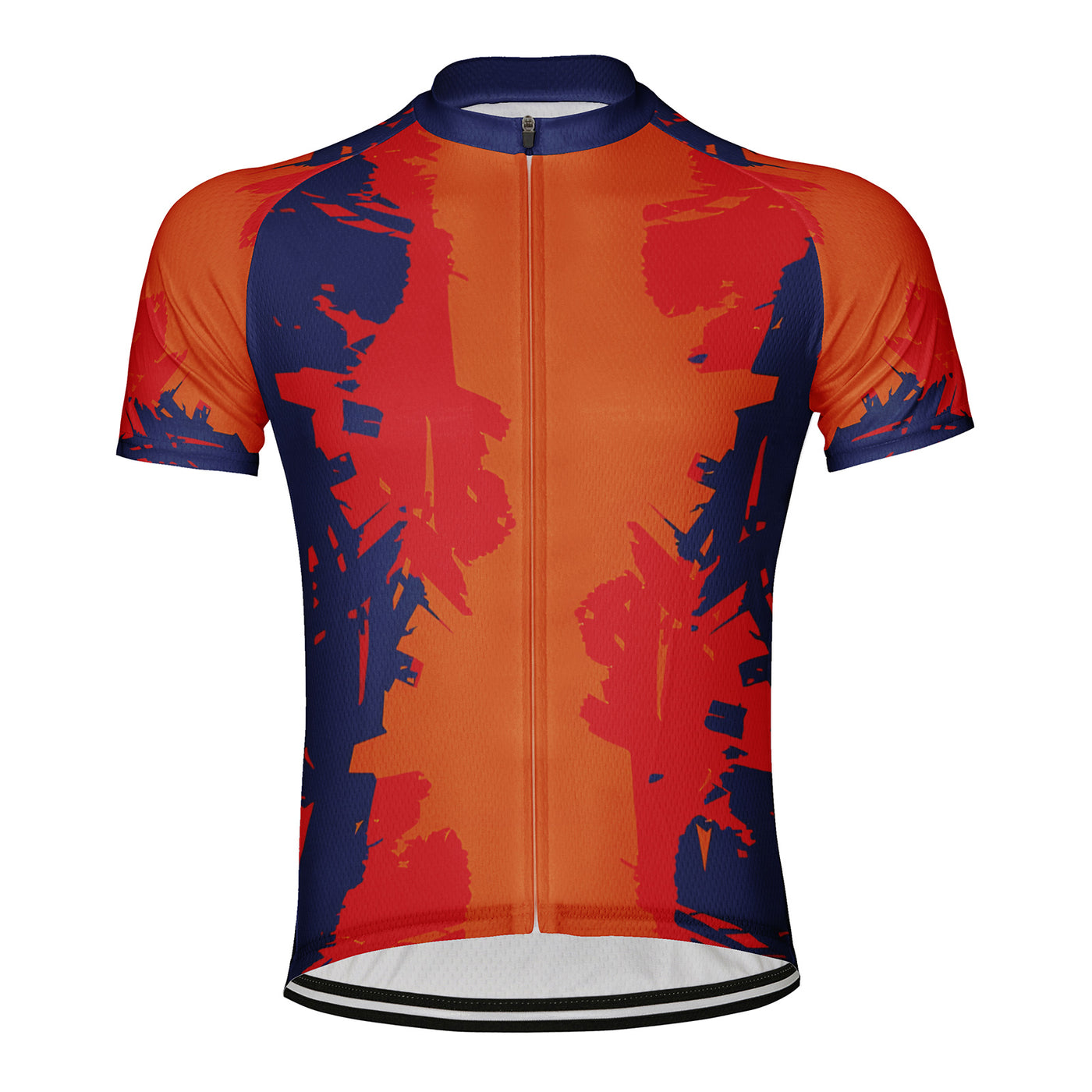 Customized Red, Blue, And Orange Contrasting Graffiti Men's Cycling Jersey Short Sleeve
