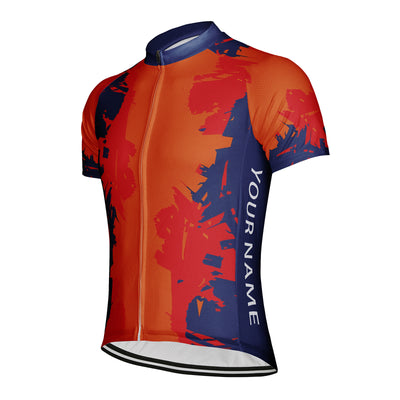 Customized Red, Blue, And Orange Contrasting Graffiti Men's Cycling Jersey Short Sleeve