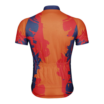 Customized Red, Blue, And Orange Contrasting Graffiti Men's Cycling Jersey Short Sleeve