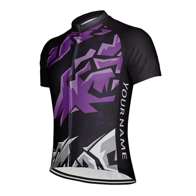 Customized Purple Grey Breaking Edge Men's Cycling Jersey Short Sleeve