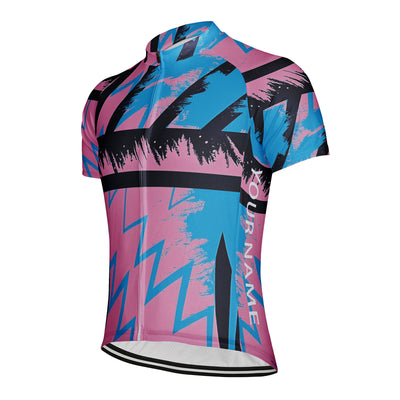 Customized Color-Blocking Zigzag·Retro Wave Men's Cycling Jersey Short Sleeve