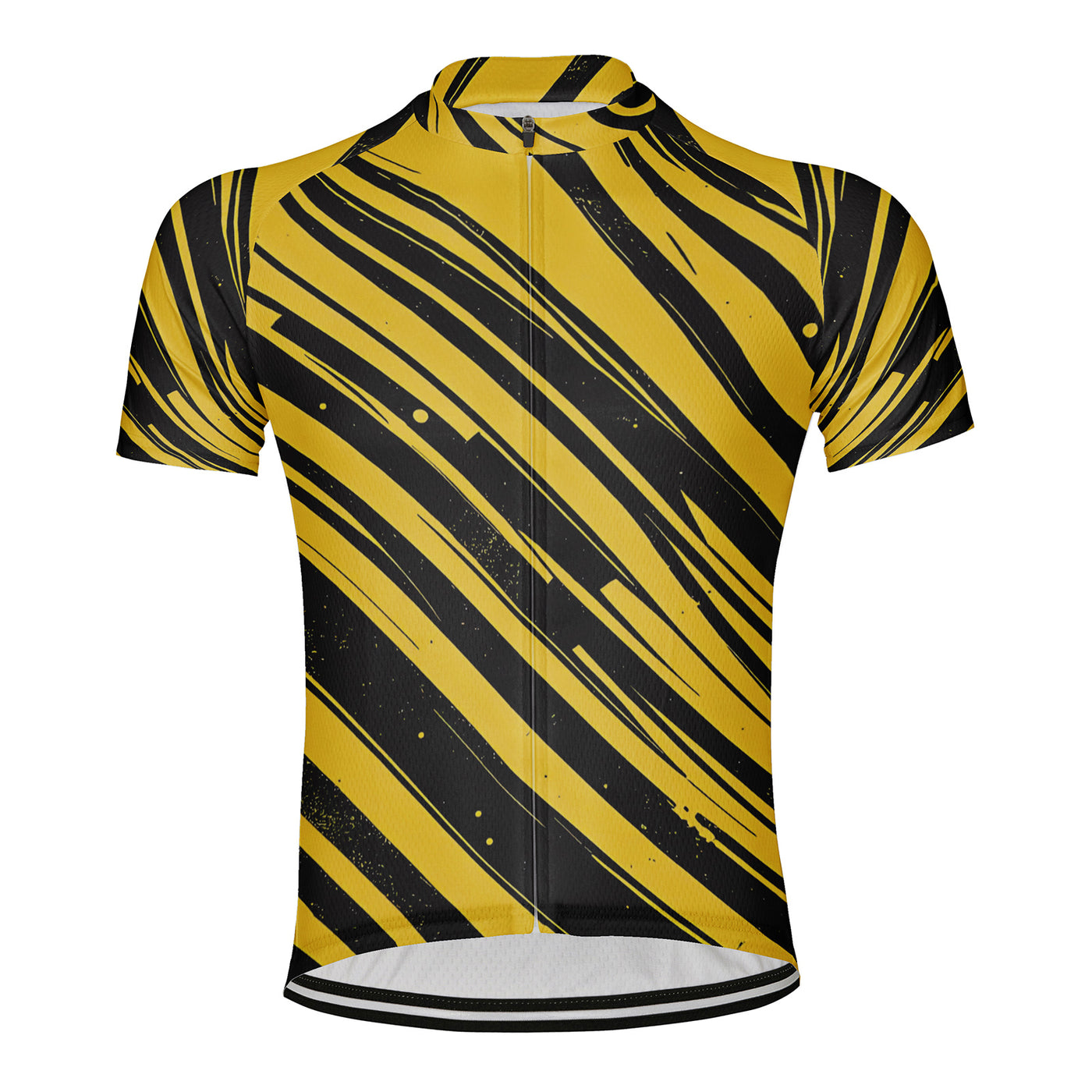 Customized Black and yellow color blocking Men's Cycling Jersey Short Sleeve