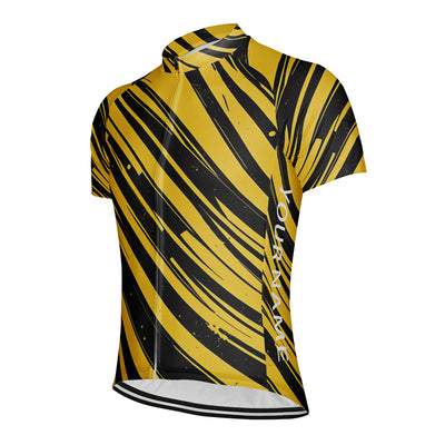 Customized Black and yellow color blocking Men's Cycling Jersey Short Sleeve