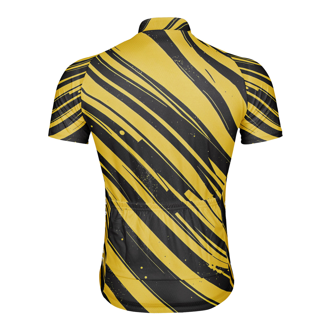 Customized Black and yellow color blocking Men's Cycling Jersey Short Sleeve