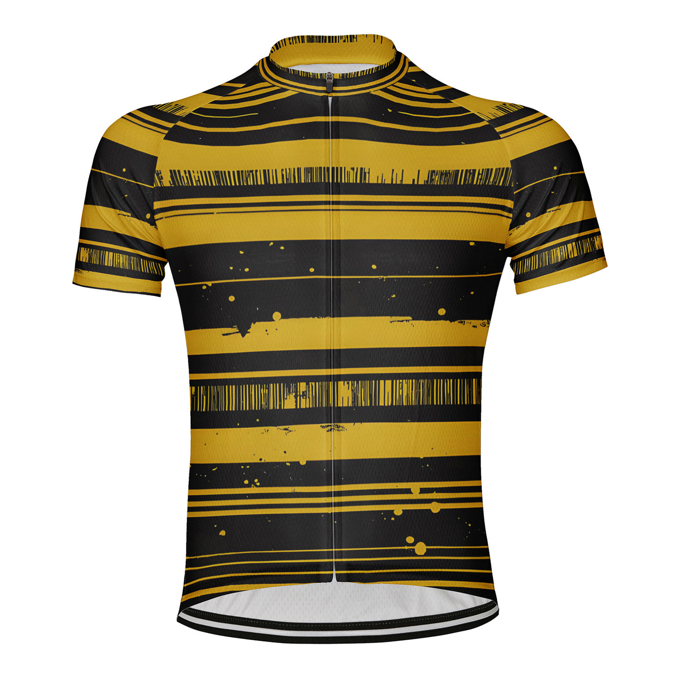 Customized Black and yellow color blocking Men's Cycling Jersey Short Sleeve