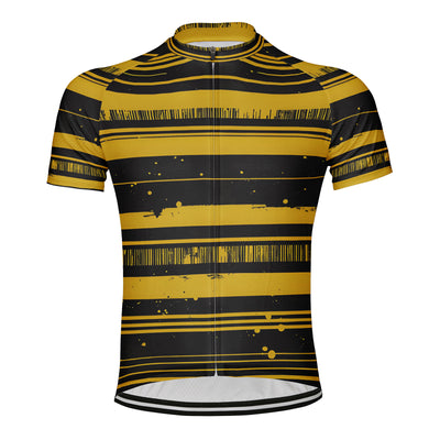 Customized Black and yellow color blocking Men's Cycling Jersey Short Sleeve