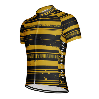 Customized Black and yellow color blocking Men's Cycling Jersey Short Sleeve