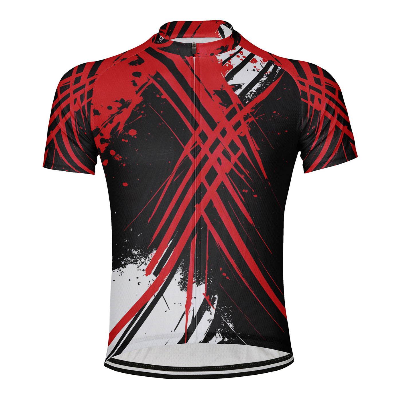 Customized Red Black Cross Color Collision Men's Cycling Jersey Short Sleeve
