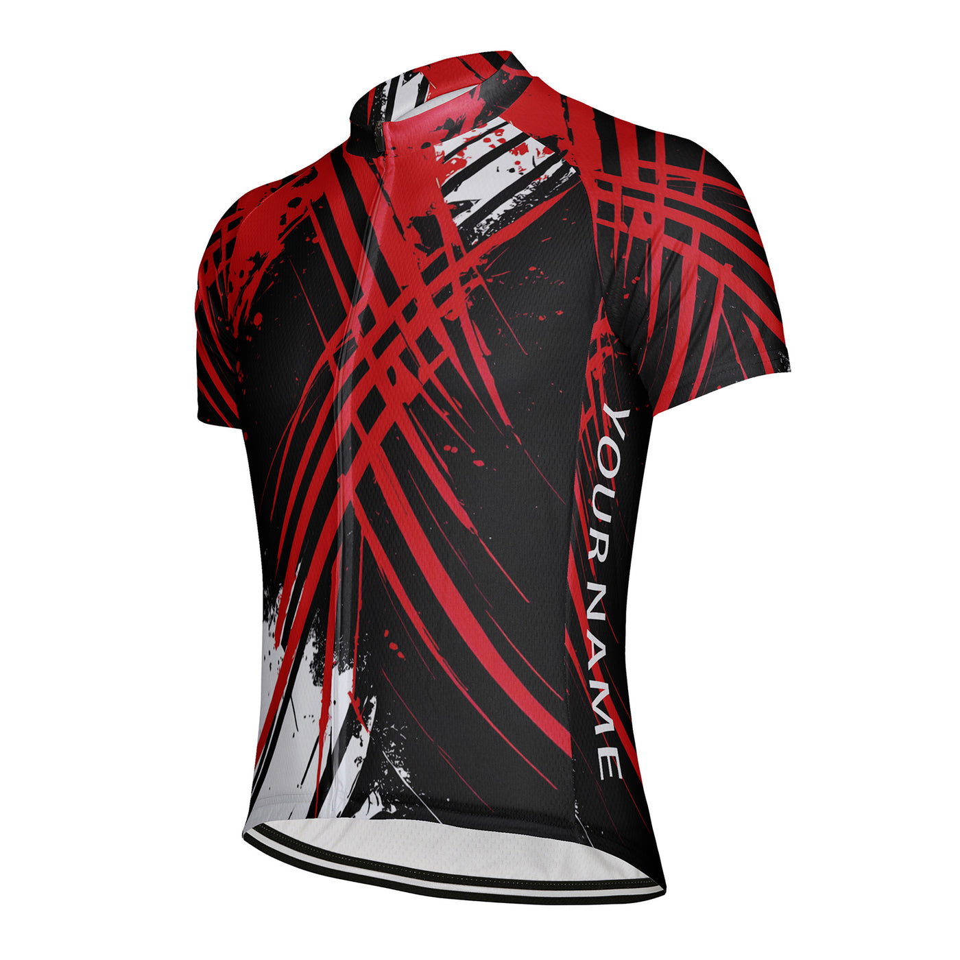 Customized Red Black Cross Color Collision Men's Cycling Jersey Short Sleeve