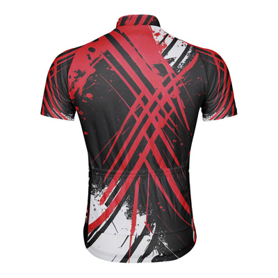 Customized Red Black Cross Color Collision Men's Cycling Jersey Short Sleeve