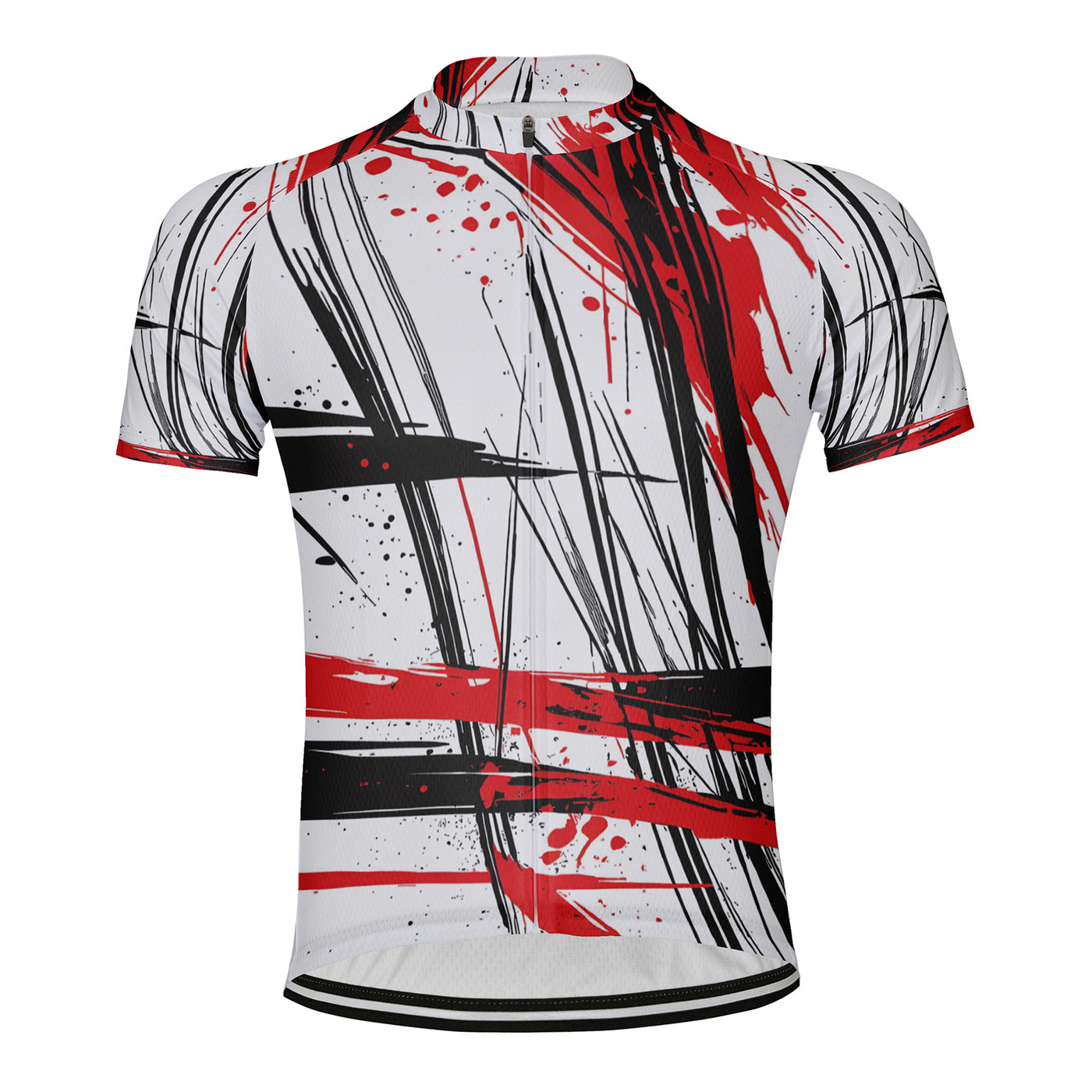 Customized Red Black Cross Color Collision Men's Cycling Jersey Short Sleeve