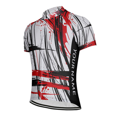Customized Red Black Cross Color Collision Men's Cycling Jersey Short Sleeve