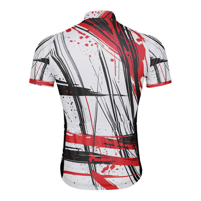 Customized Red Black Cross Color Collision Men's Cycling Jersey Short Sleeve
