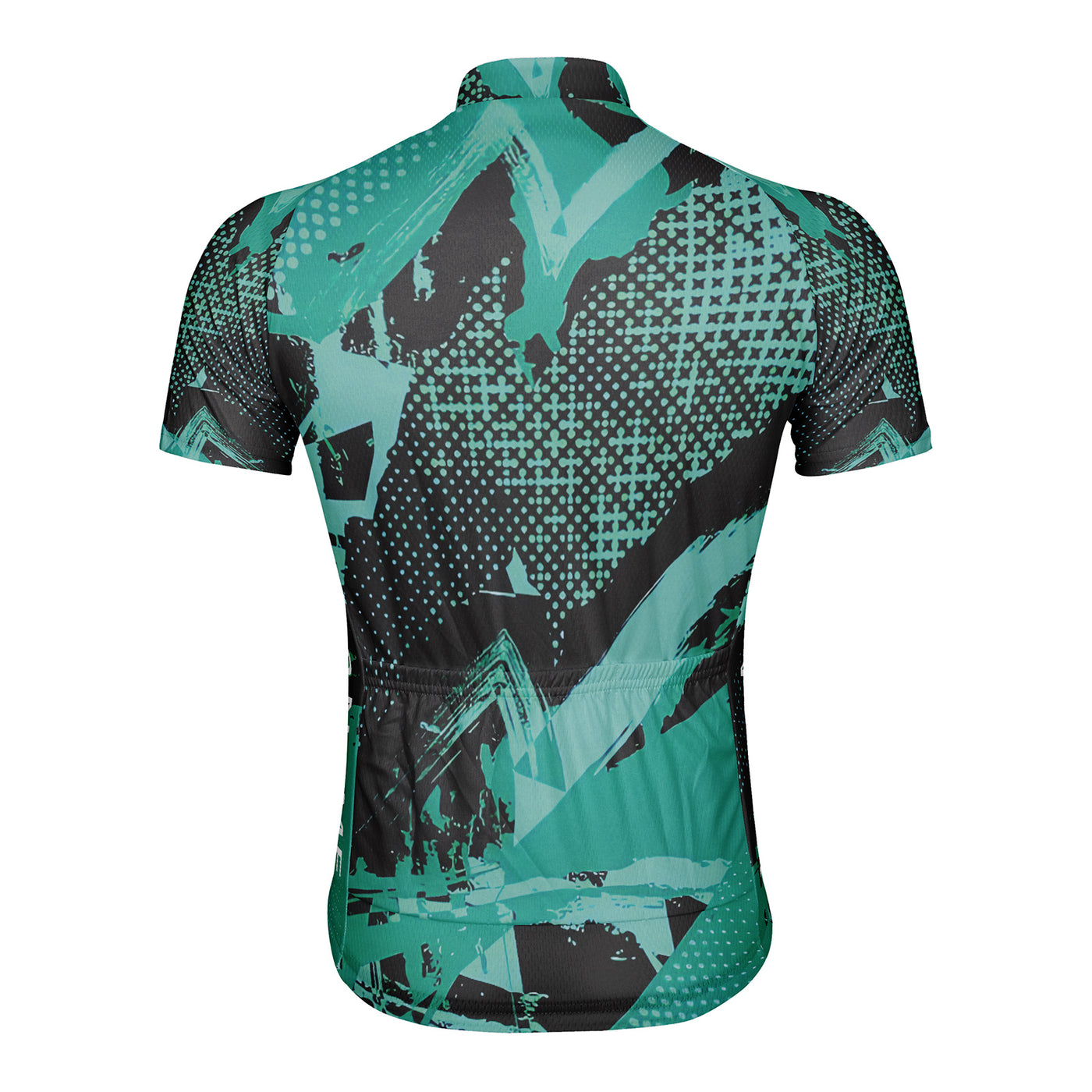 Customized Green and Green Geometric Art Men's Cycling Jersey Short Sleeve