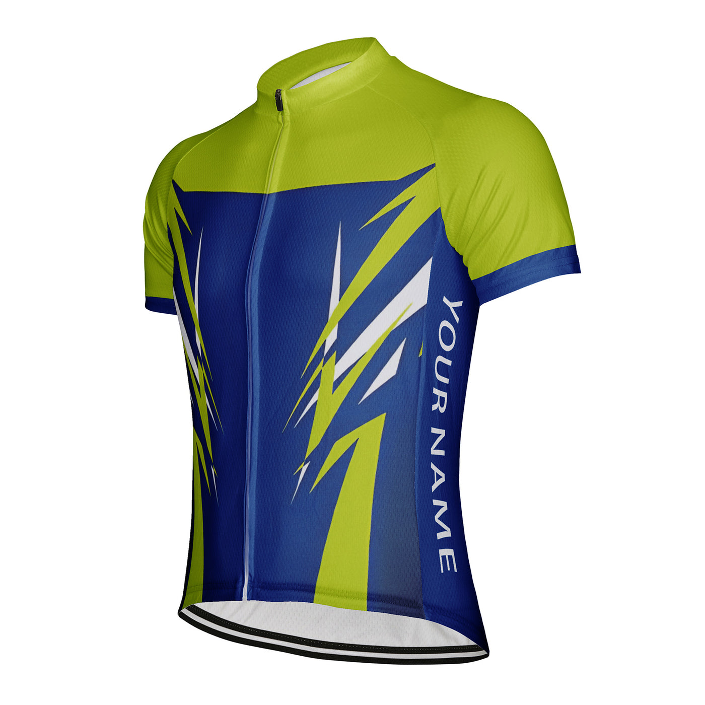 Customized Blue Green Dynamic Contrasting Color Men's Cycling Jersey Short Sleeve