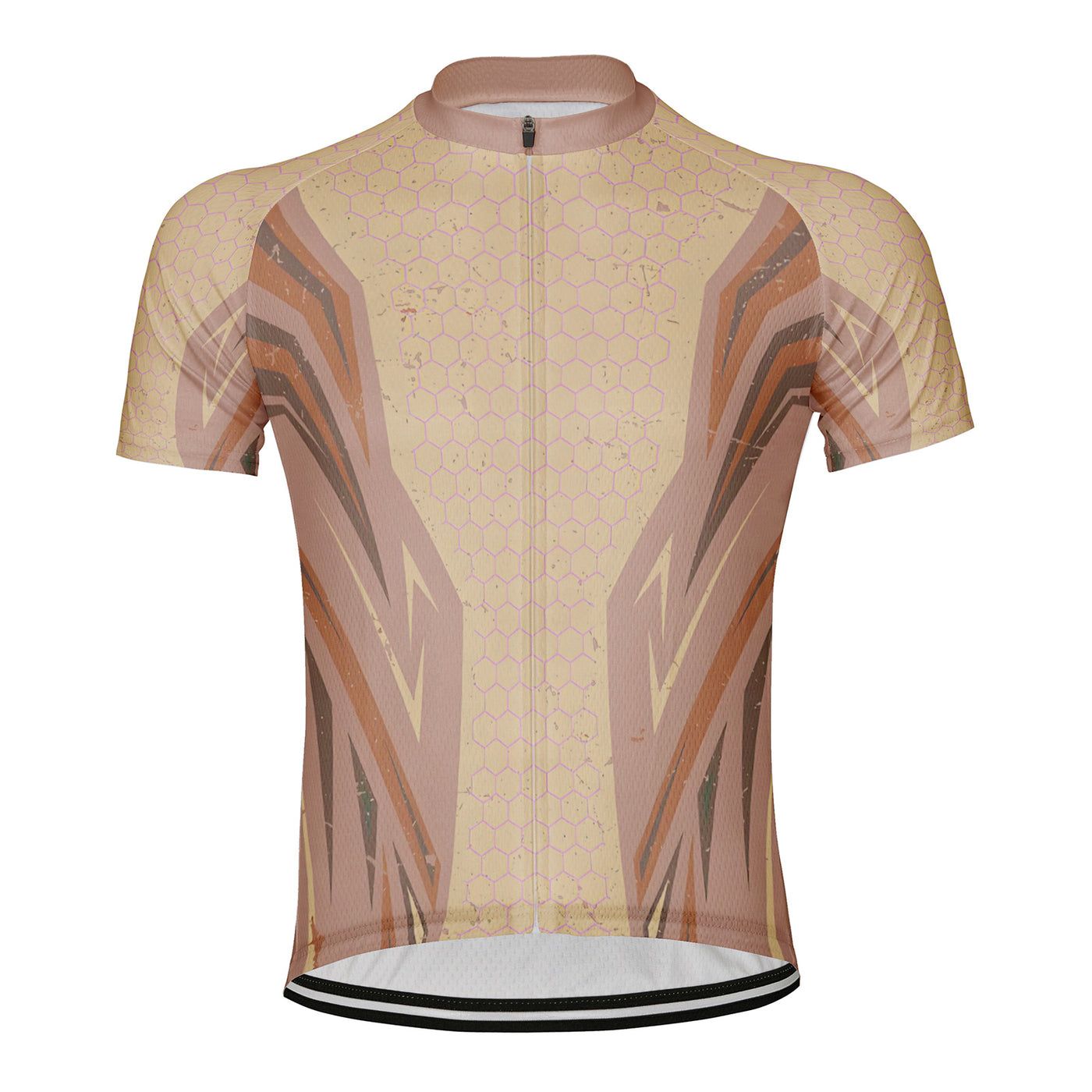 Customized Warm Brown Honeycomb Men's Cycling Jersey Short Sleeve